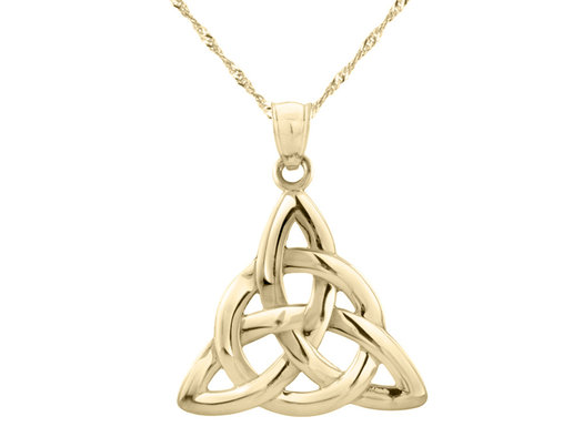 14K Yellow Gold Polished Trinity Pendant Necklace with Chain