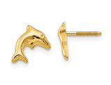 14K Yellow Gold Baby Dolphin Earrings