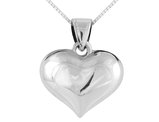 Sterling Silver Puffed Heart Pendant Necklace with Chain