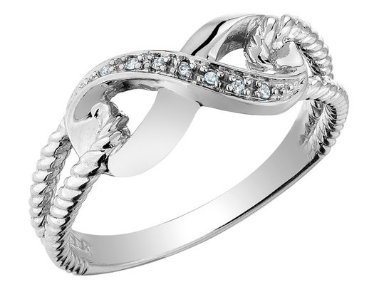 10K White Gold Infinity Promise Ring with Accent Diamonds
