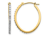 Accent Diamond Oval Hinged Hoop Earrings in 14K Yellow Gold (1 Inch)