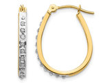Accent Diamond Hoop Earrings in 14K Yellow Gold (3/4 Inch)