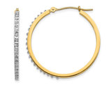Accent Diamond Hinged Round Hoop Earrings in 14K Yellow Gold (1 1/8 Inch)