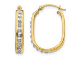 Squared Hinged Hoop Earrings in 14K Yellow Gold with Accent Diamonds