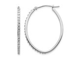 Accent Diamond Oval Hoop Earrings in 14K White Gold (1 1/4 Inch)