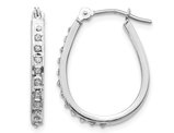 Diamond Accent Oval Hoop Earrings in 14K White Gold (3/4 Inch)