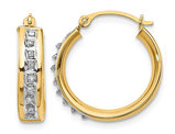 Accent Diamond Huggie Hoop Earrings in 14K Yellow Gold (2/3 Inch)