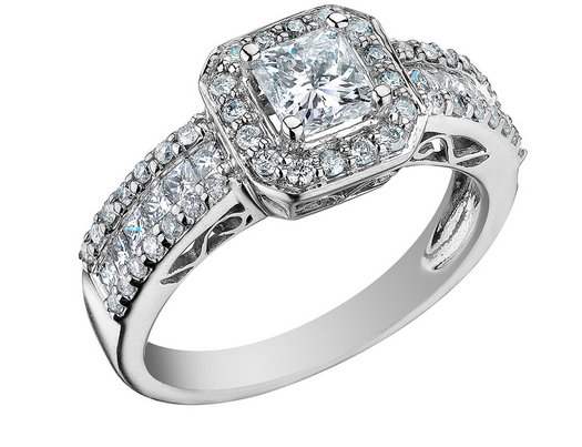 1.25 Carat (ctw) Princess-Cut Diamond Engagement Ring in 14K White Gold
