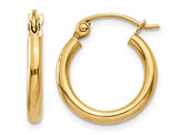 14K Yellow Gold Hoop Earrings 2mm (2/3 inch Length)