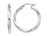 Sterling Silver Twisted Hoop Earrings  1 1/4 inch (3.00mm Thick)