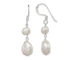 Cultured Freshwater White Pearl Earrings in Sterling Silver