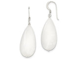 White Jade Tear Drop Earrings in Sterling Silver