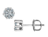 Diamond Stud Cluster Earrings 1/4 Carat (ctw) in 10K White Gold