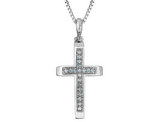 Diamond Cross Pendant Necklace 1/20 Carat (ctw J-K, I1-I2) in Sterling Silver with Chain
