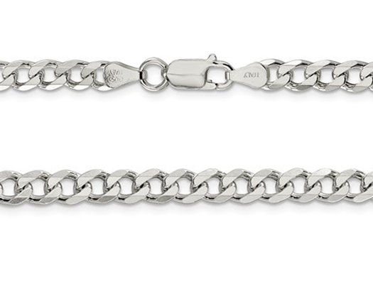 Curb Chain Bracelet in Sterling Silver 7 Inches (6.0mm)