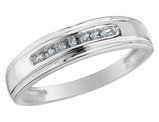 Mens Diamond Wedding Band Ring 1/12 Carat (ctw) in 10K White Gold