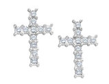 1/10 Carat (ctw) Diamond Cross Earrings in 10K White Gold