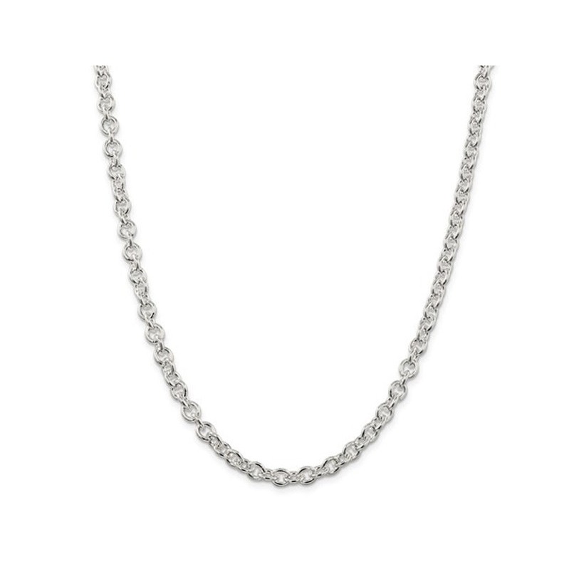 Sterling Silver 6.10mm Cable Chain Necklace -- 24 Inches | eBay