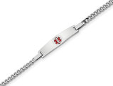 Ladies Medical ID Link Bracelet in Sterling Silver 7.5 Inches