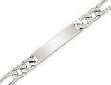 Men's Engraveable Polished Figaro Link ID Bracelet in Sterling Silver 8.5 Inches