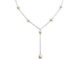 Cultured Freshwater White Pearl Lariat Necklace in Sterling Silver 16 Inches